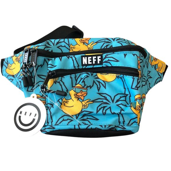 NEFF Fanny Pack Rubber Duck Palm Tree Sunglasses Blue Waist Belt Bag Retro 90s - Picture 2 of 7